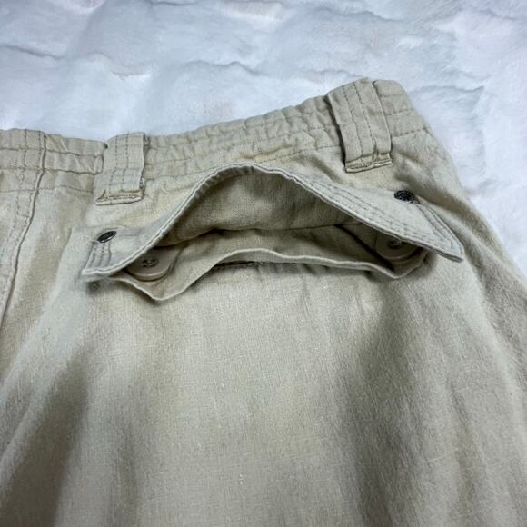 š5/$25 GUESS Linen Cotton Blend Wide Leg Relaxed Fit Mid Rise Khaki Pants 32 - Picture 6 of 16